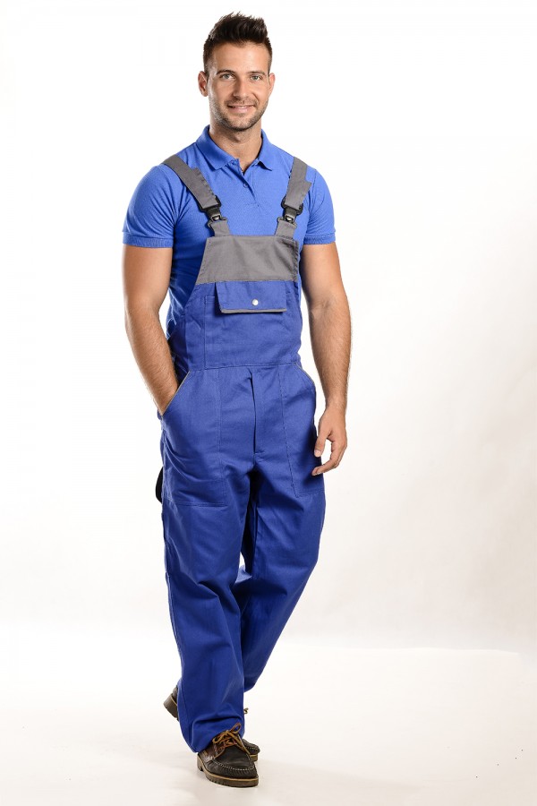Kék-szürke színű férfi kantáros nadrág, 300g 
